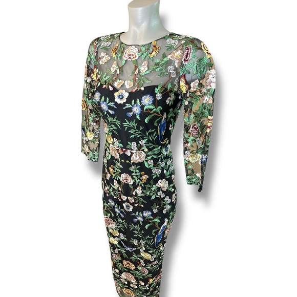 Marchesa Notte Dresses & Skirts - Marchesa Notte Floral Embroidered Sheath Dress Size 0 or XS in Black